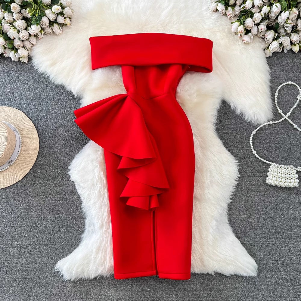 sleeveless ruffled dress S4071