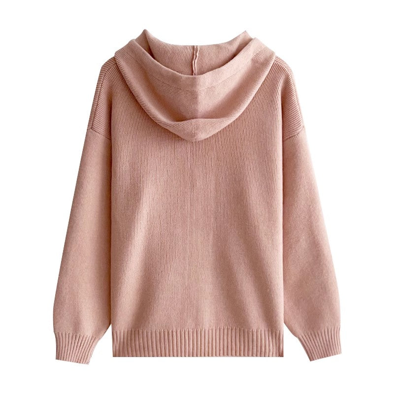 Sweet solid color double zipper knitted cardigan jacket S4725