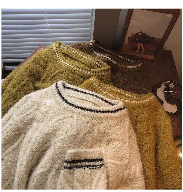 round neck sweater for women new outer wear long-sleeved top S4842