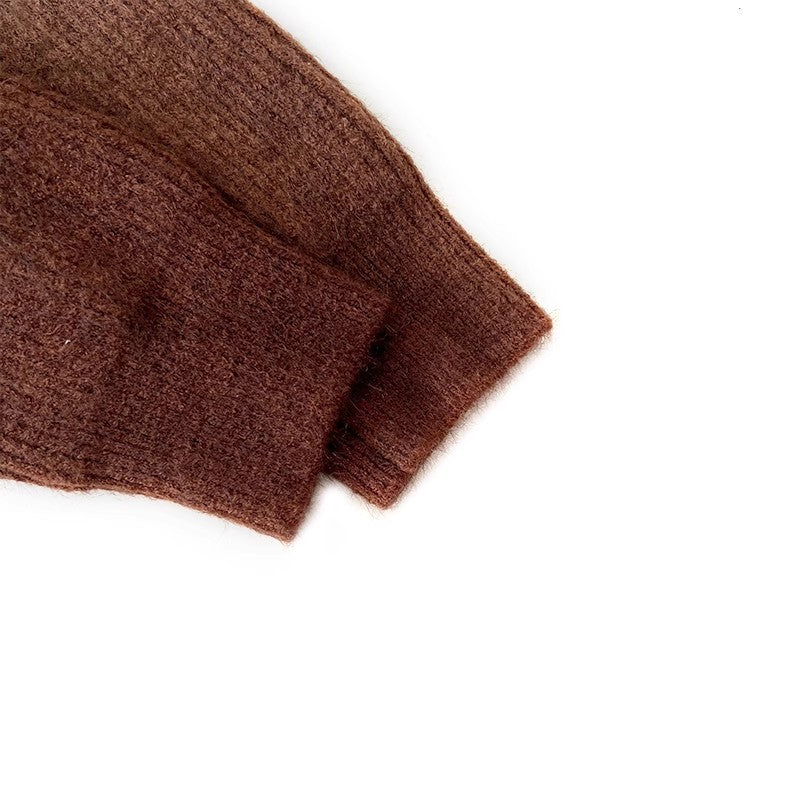 gradient design double zipper long-sleeved sweater jacket S4747