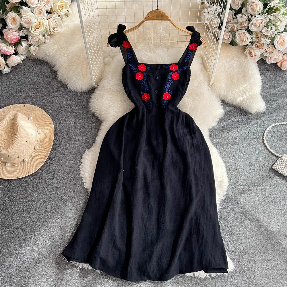 embroidered sleeveless a-line dress S4297