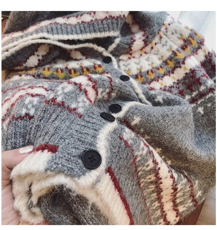 jacquard sweater jacket for women design knitted cardigan S4806