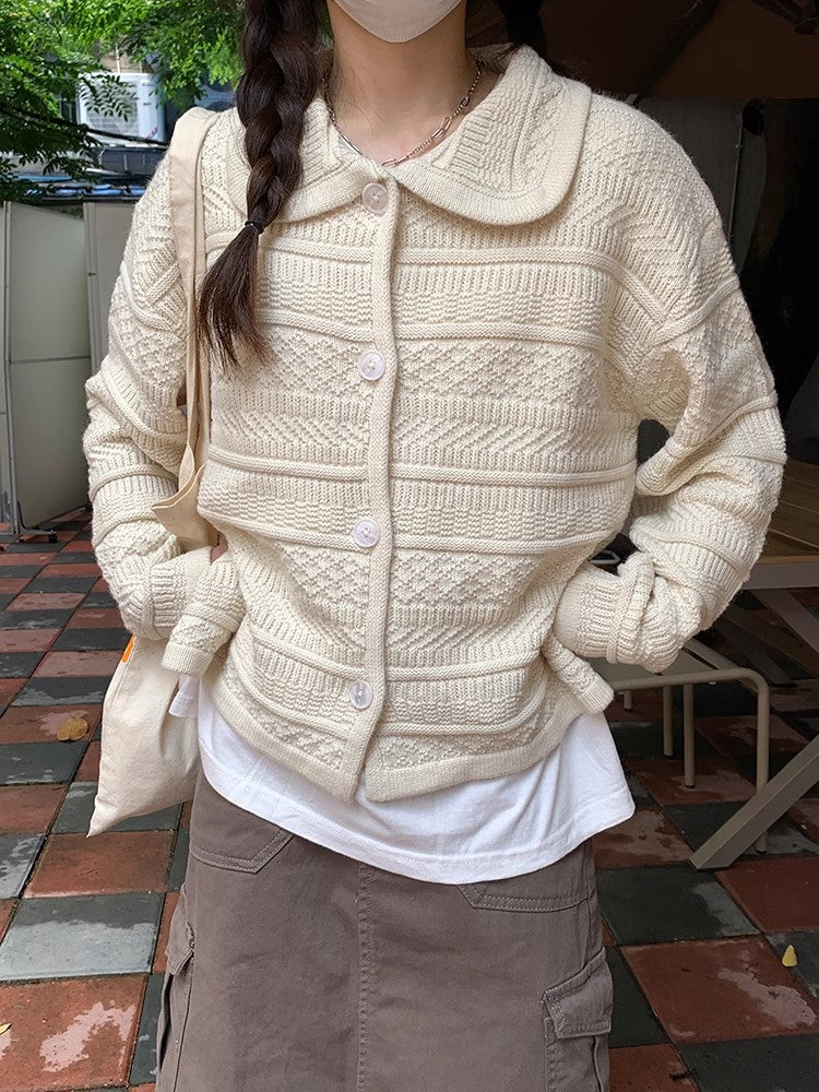 sweet simple long-sleeved knitted sweater cardigan S4715