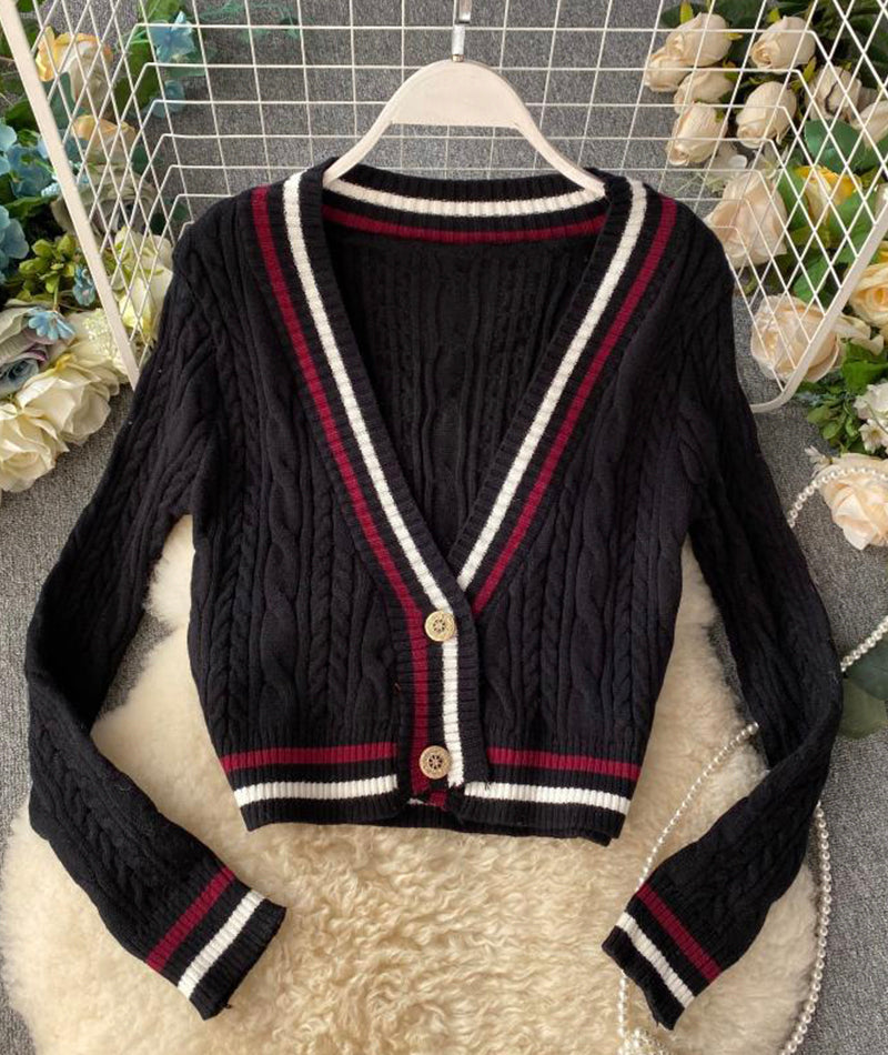 Style V Neckline Loose Sweater Long Sleeve Sweater Sweater Coat Spring And Autumn Clothing S4369