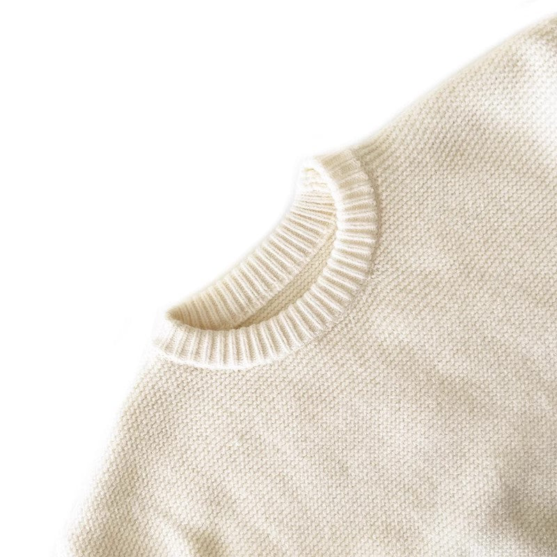 solid color simple long-sleeved round neck knitted sweater S4768