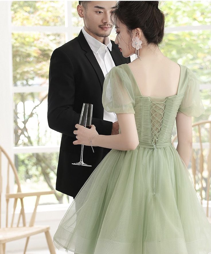 Fairy homecoming dress, green bridesmaid dress,fresh party dress,custom made S3223