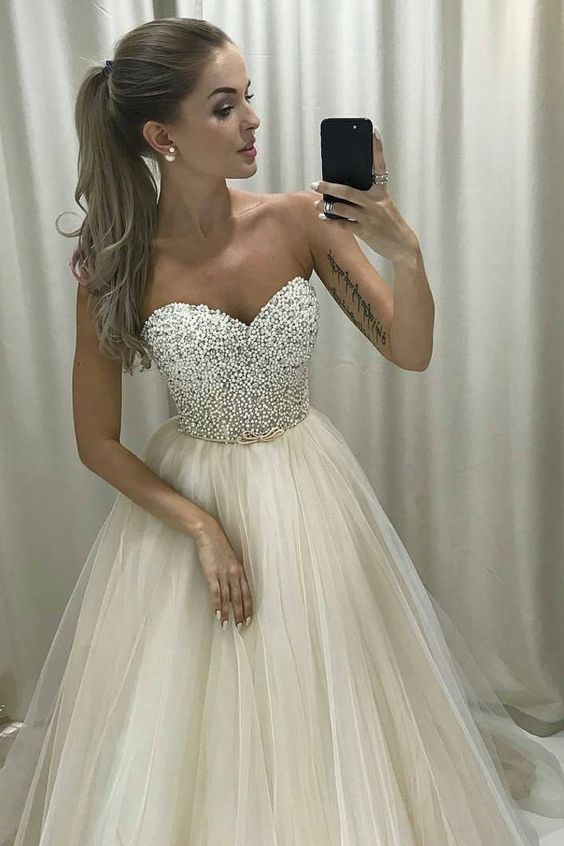 2023 New Arrival Sweetheart A Line Tulle Wedding Dresses S3145