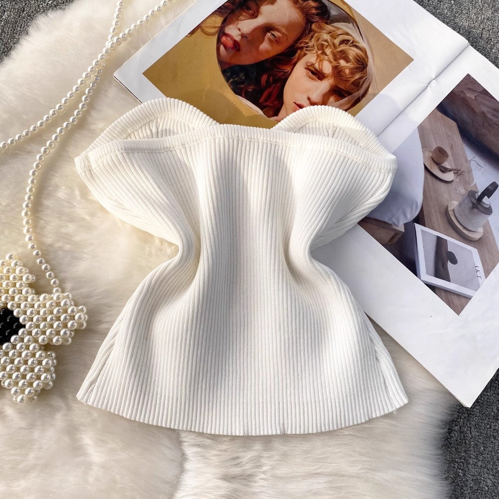 strapless tube top knitted vest for women S4039