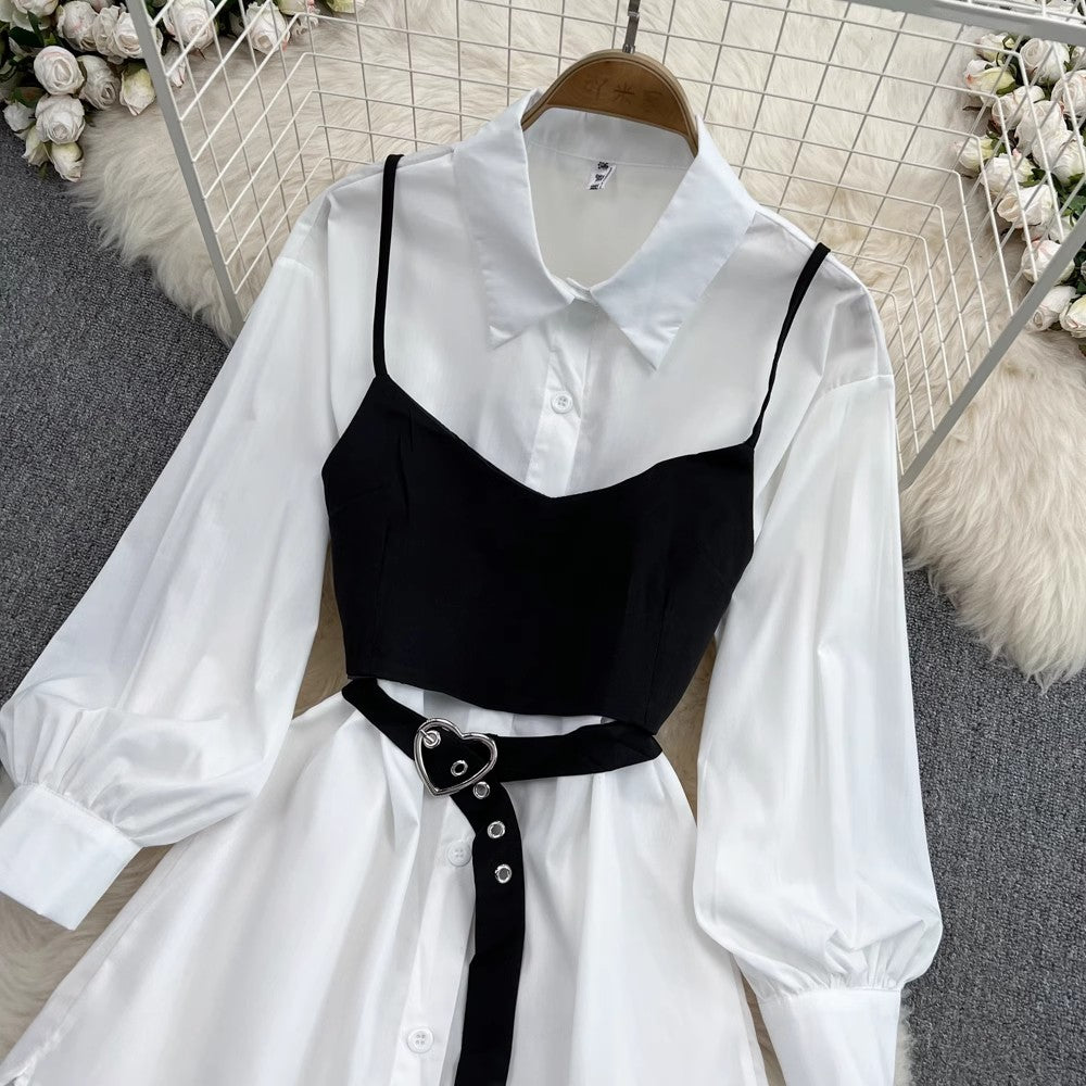 white shirt dress two-piece set S4014