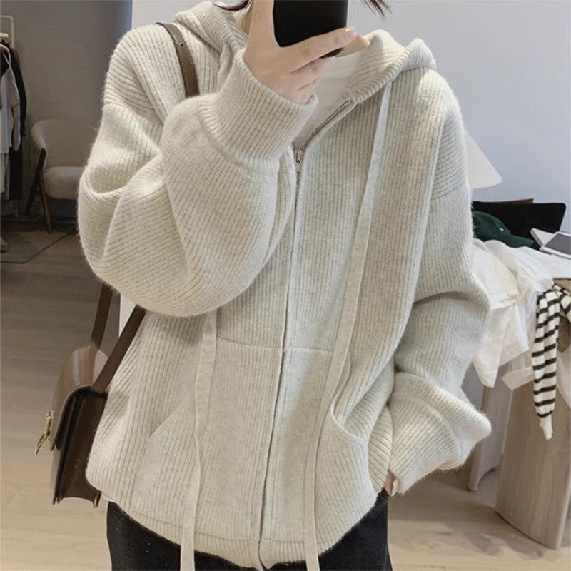 Women's new Korean style sweater women's coat zipper knitted cardigan S3411