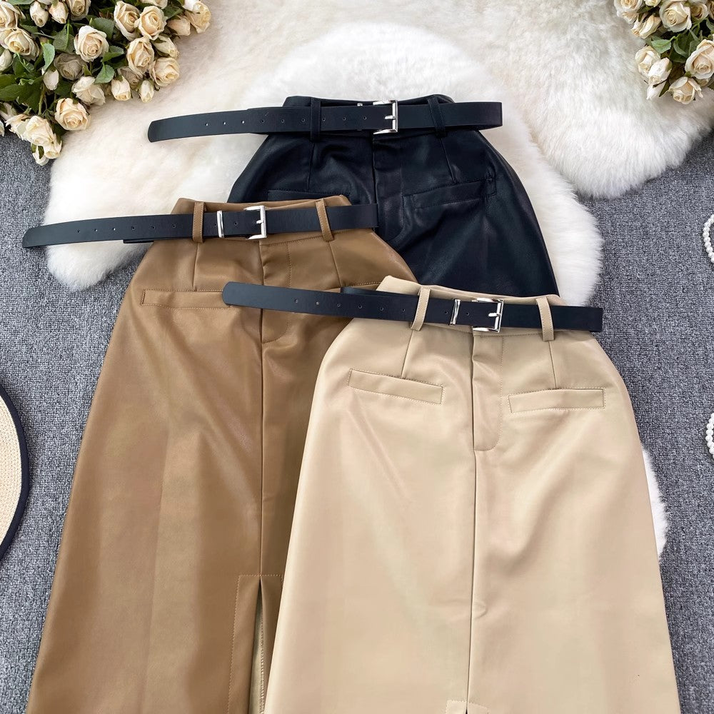 mid-length slit skirt S4121