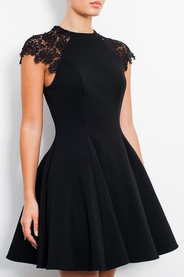 Cute Short Lace Black Short Sweet 16 Little Black Prom Dresses S2993