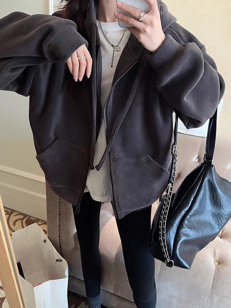 zippered hooded jacket S4761