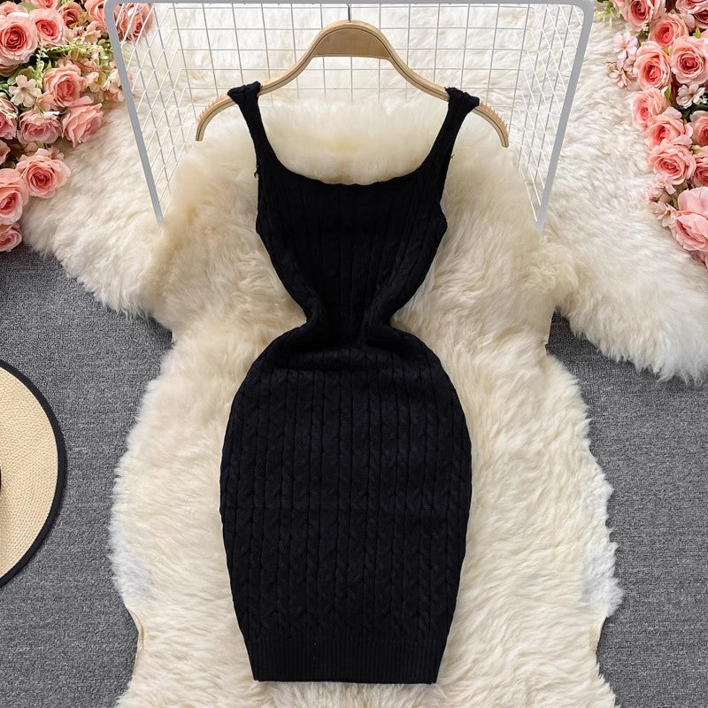 women's knitted vest skirt suspender dress S4428