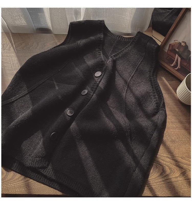 V-neck knitted top vest for women outer casual sweater vest S5011