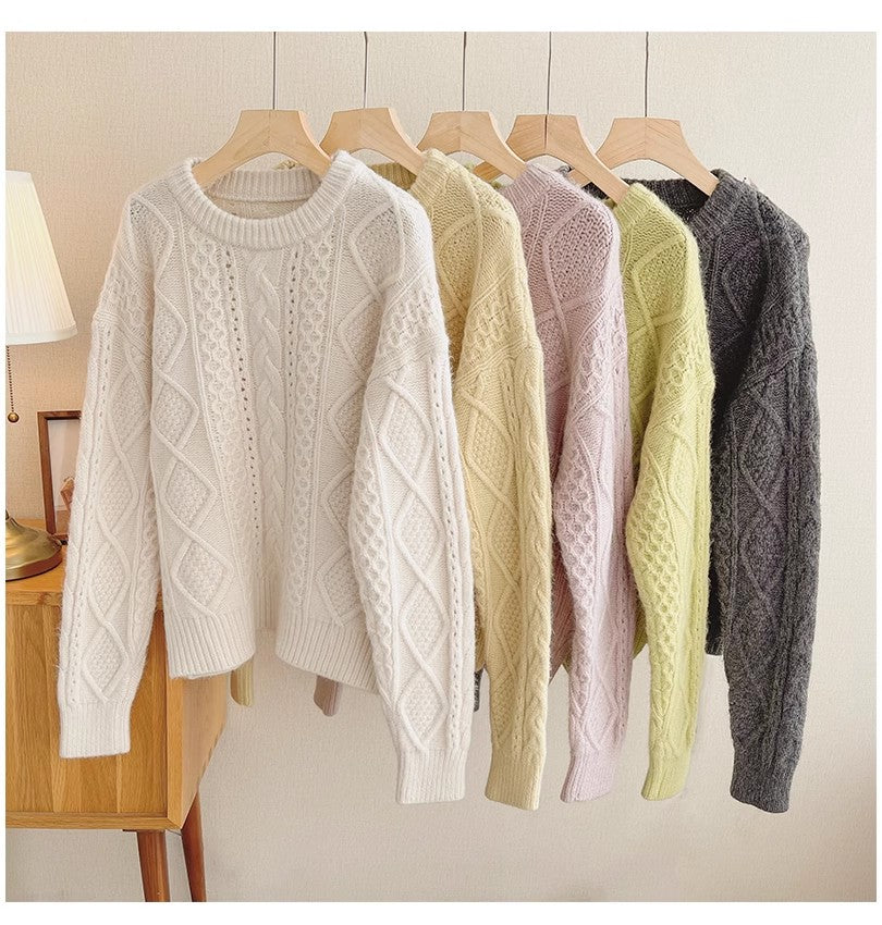 Round Neck Sweater Women's Top Trendy S4826