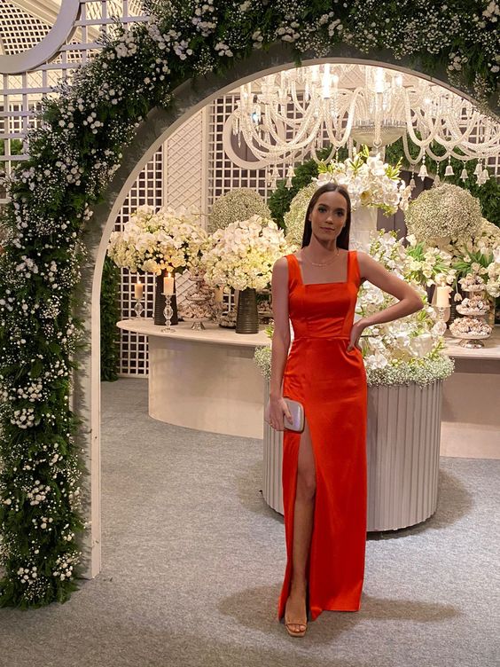 Red Long Prom Dress with Slit S3851