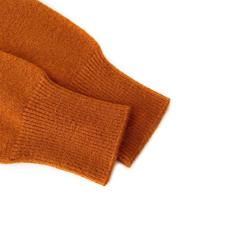 Winter solid color round neck soft sweater S4688