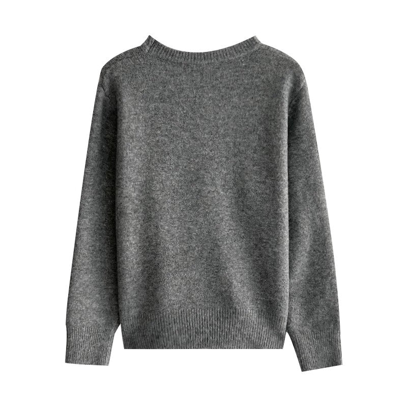 cartoon jacquard round neck sweater top casual S4731