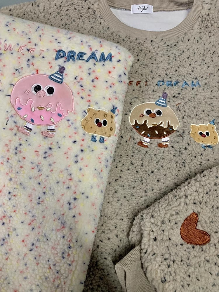 Sweet embroidery round neck soft long-sleeved top S4713