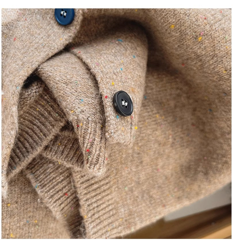 Round neck long-sleeved sweater jacket for women soft knitted cardigan S4834