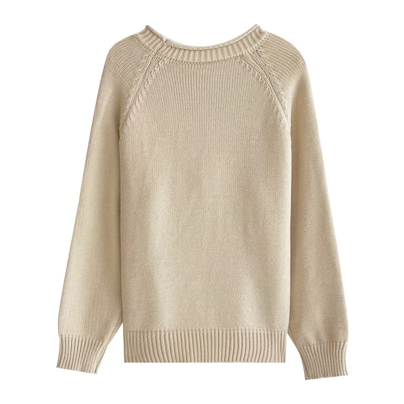 Christmas tree jacquard round neck knitted sweater S4693