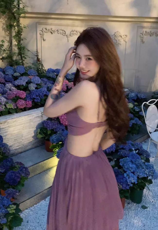 Travel photography clothes super fairy beach dress suspenders sexy backless dress R1575