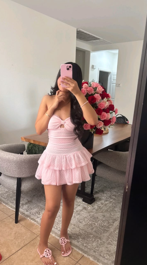 Girlish Sweet Strapless Women's Homecoming Dress Pink Corset Short Prom Dress Party Dress RS2883