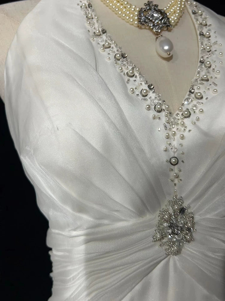 A Line Halter Neck Wedding Dresses Long Bridal Gown S7220