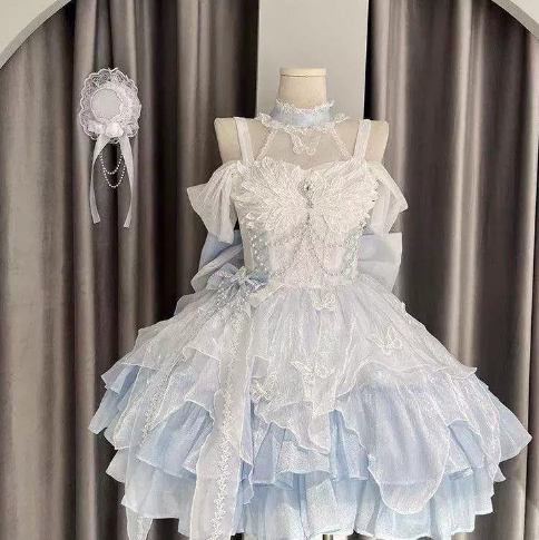 Pretty Pale Blue Ruffled Homecoming Dress ,A-Line Spaghetti Straps Tulle Cute Princess Dress RS875