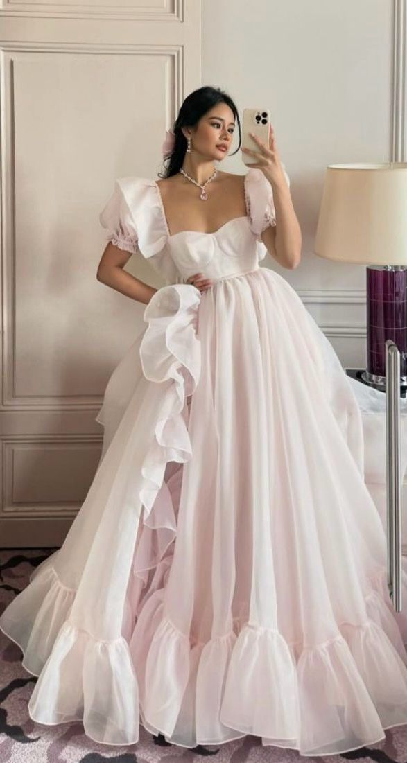 Puffy Tulle Women's Prom Gown Blush Pink Corset Maxi Evening Dress Birthday Dress — Fall Outfit 2026 New RS3147