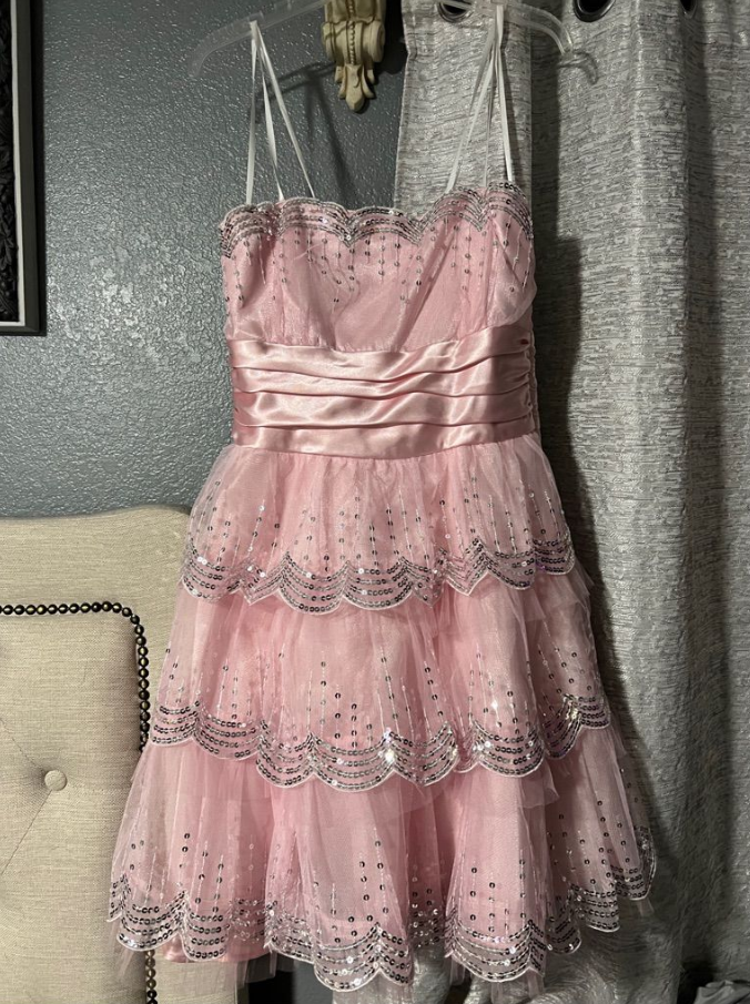 Lovely Pink Homecoming Dress ,A-Line Spaghetti Straps Corset Short Prom Dress RS910