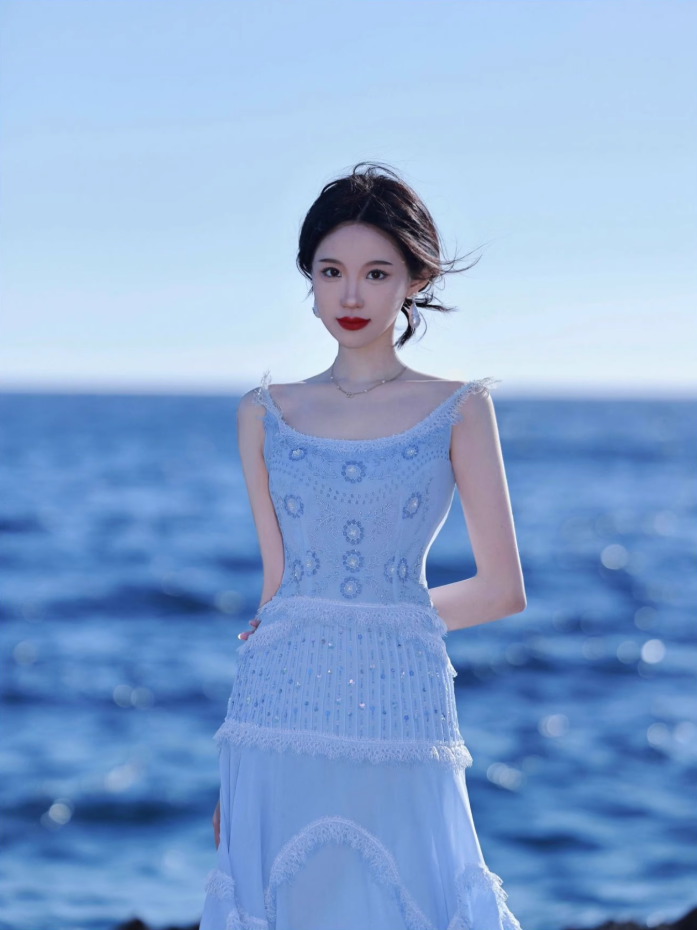 Tea break French temperament floral suspender dress high-end holiday style long dress R1636