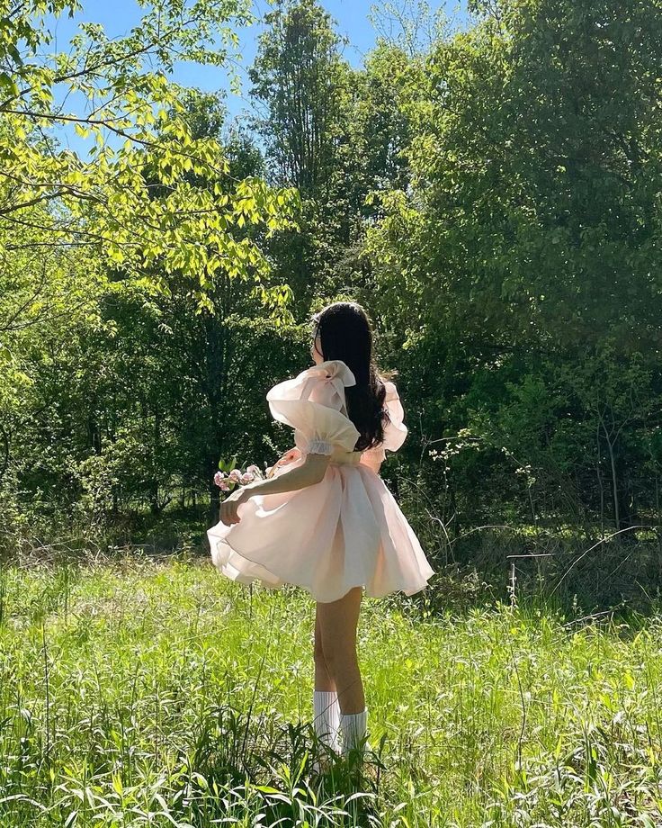 Light pink puff sleeve waist slim fit puffy princess skirt homecoming dress R3507