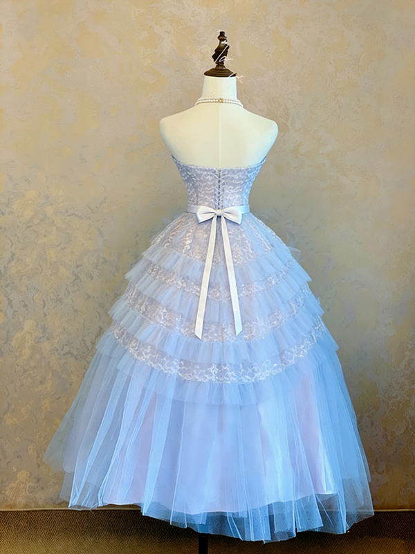Light blue strapless fitted waist slim-fit ball gown/bridal dress R7224