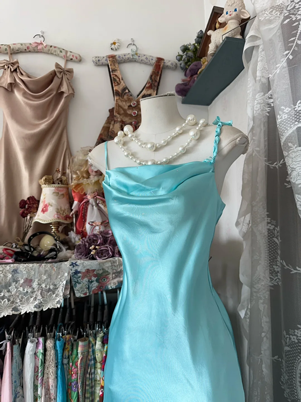 Mint Green Strapless Satin Waist Slim Fit Elegant Maxi Ball Gown R6133