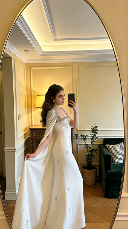 White halter-neck fitted long elegant ball gown/bridal dress R8584