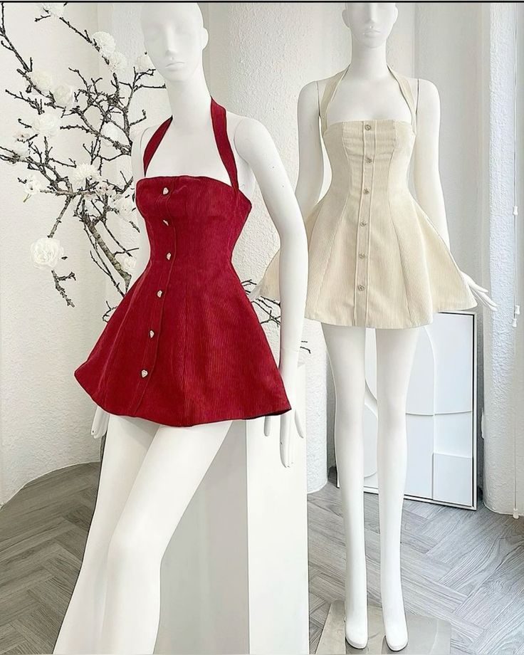 A-line skirt, slim fit, halter neck, slimming mini skirt homecoming dress R2565