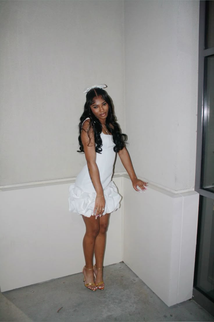 Elegant White Ruffled A-Line High Collar Bodycon Mini Summer Dress Homecoming Dress RS260