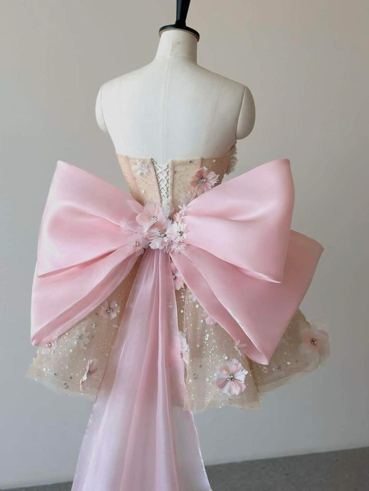 Apricot tube top with diamond and pearl trim and back bow design princess tutu skirt homecoming dress R4059