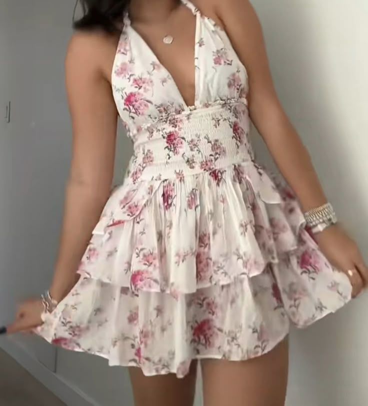 Retro floral halterneck waist skirt homecoming dress R2740
