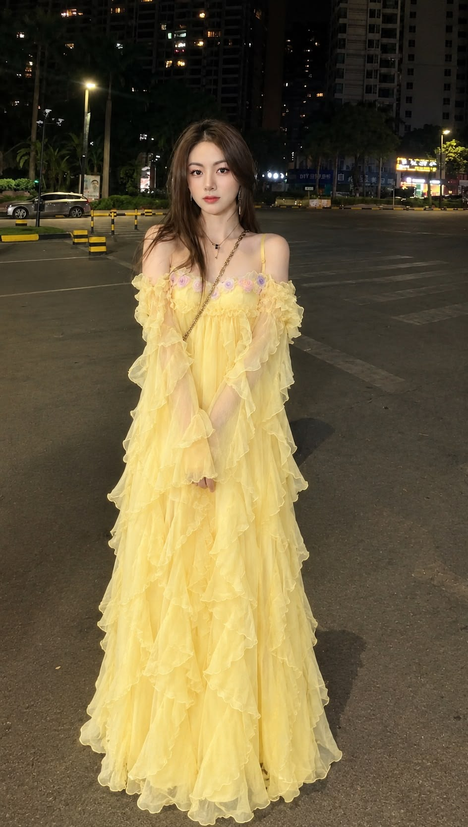 Vibrant Flowy Chiffon Women's Prom Gown Yellow Corset Maxi Evening Dress Birthday Dress — Fall Outfit 2026 New RS3164