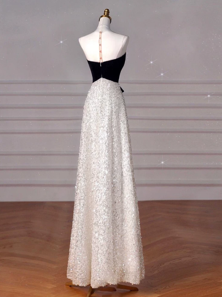 French Chic Patchwork Prom Dress ,A-Line One-shoulder Corset Glitter Evening Dress RS981