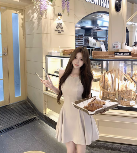 Halter neck dress sexy niche high-end chic beautiful dress R1555