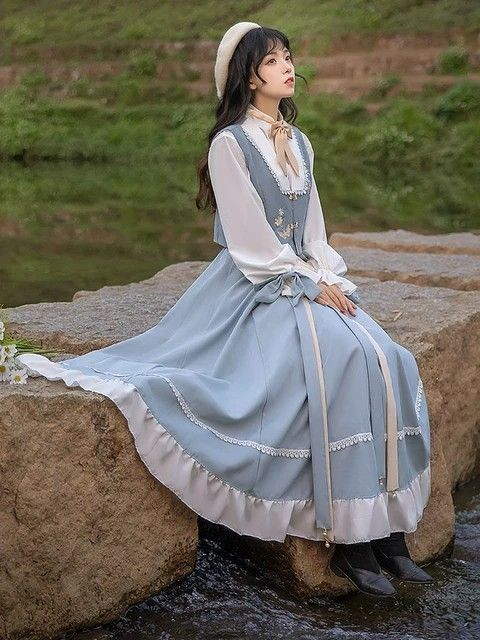 Pretty Contrast Women's Prom Gown Baby Blue Waist Fitted Maxi Evening Dress Birthday Dress — Fall Outfit 2026 New RS3339