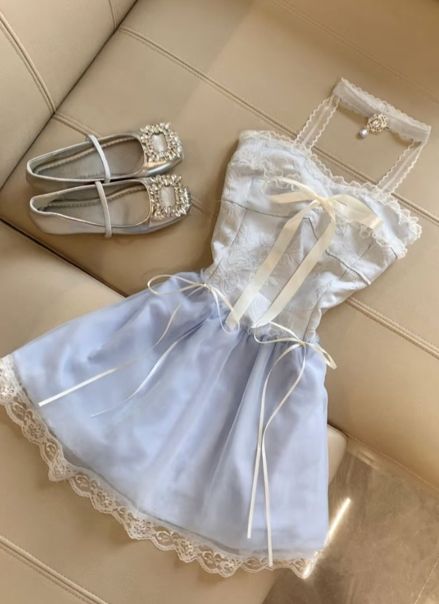 Charming Patchwork Homecoming Dress ,A-Line Strapless Lace Hem Corset Short Prom Dress RS996