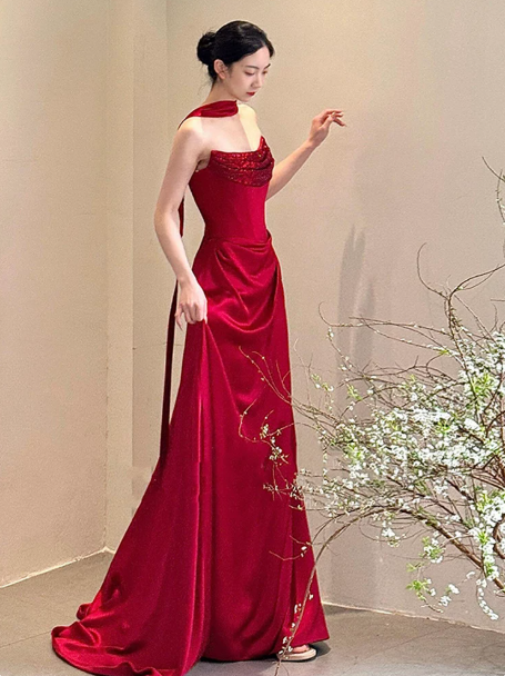 Charming Red Prom Dress ,Mermaid Strapless Bodycon Maxi Evening Dress RS1017
