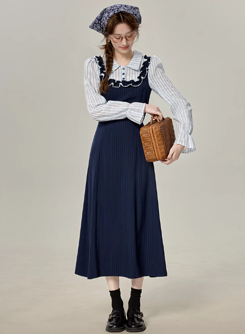 French style fake two-piece POLO dress 2025 spring new style dress R1894