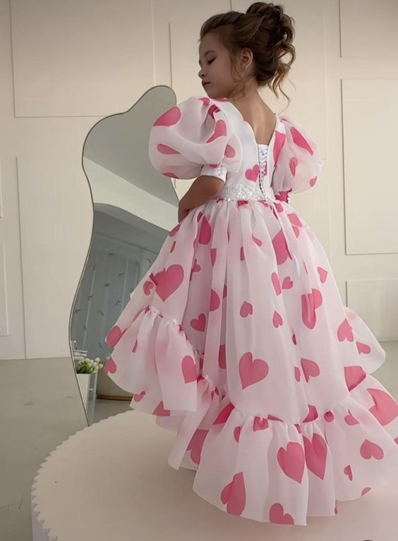 Flowy Puff Sleeves Women's Homecoming Dress Polka Dots Corset Short Prom Gown Party Dress RS3020