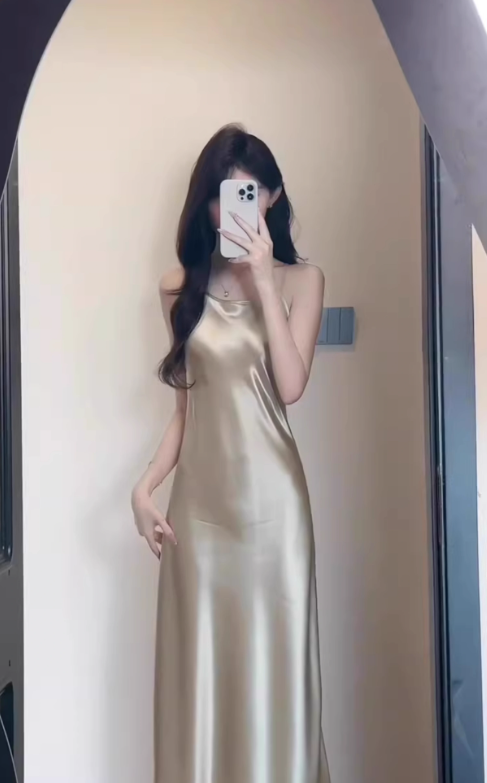 French style lady's suspender dress new summer style high-end exquisite acetate satin banquet dress R0435